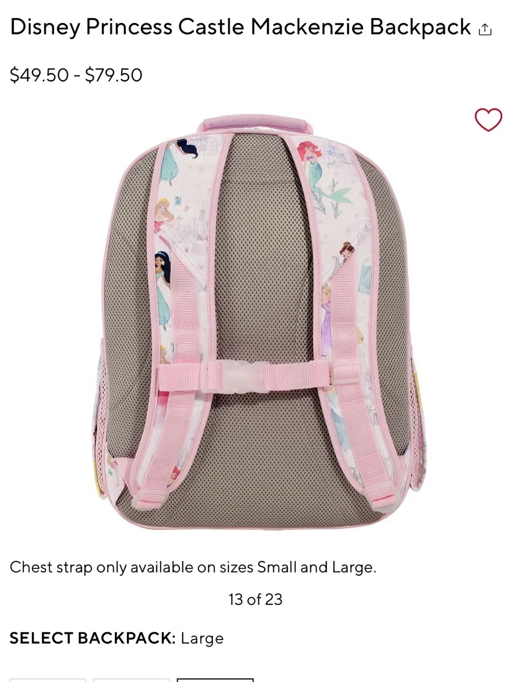 Pottery Barn Kids Disney Princess Castle Mackenzie Backpack & Lunch Box